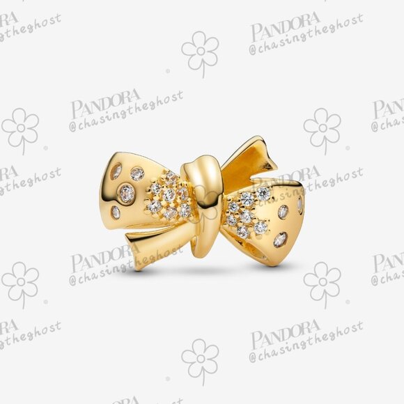 Pandora Sparkling Bow Charm - Picture 1 of 4